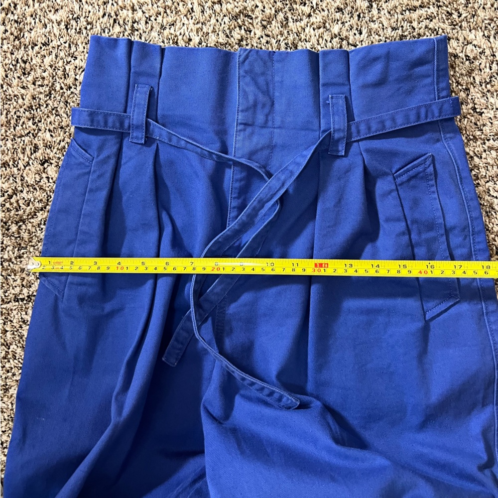 Madewell 100% Cotton Cobalt Blue Paperbag Trench Chino Pants Women’s 4 - Picture 9 of 11